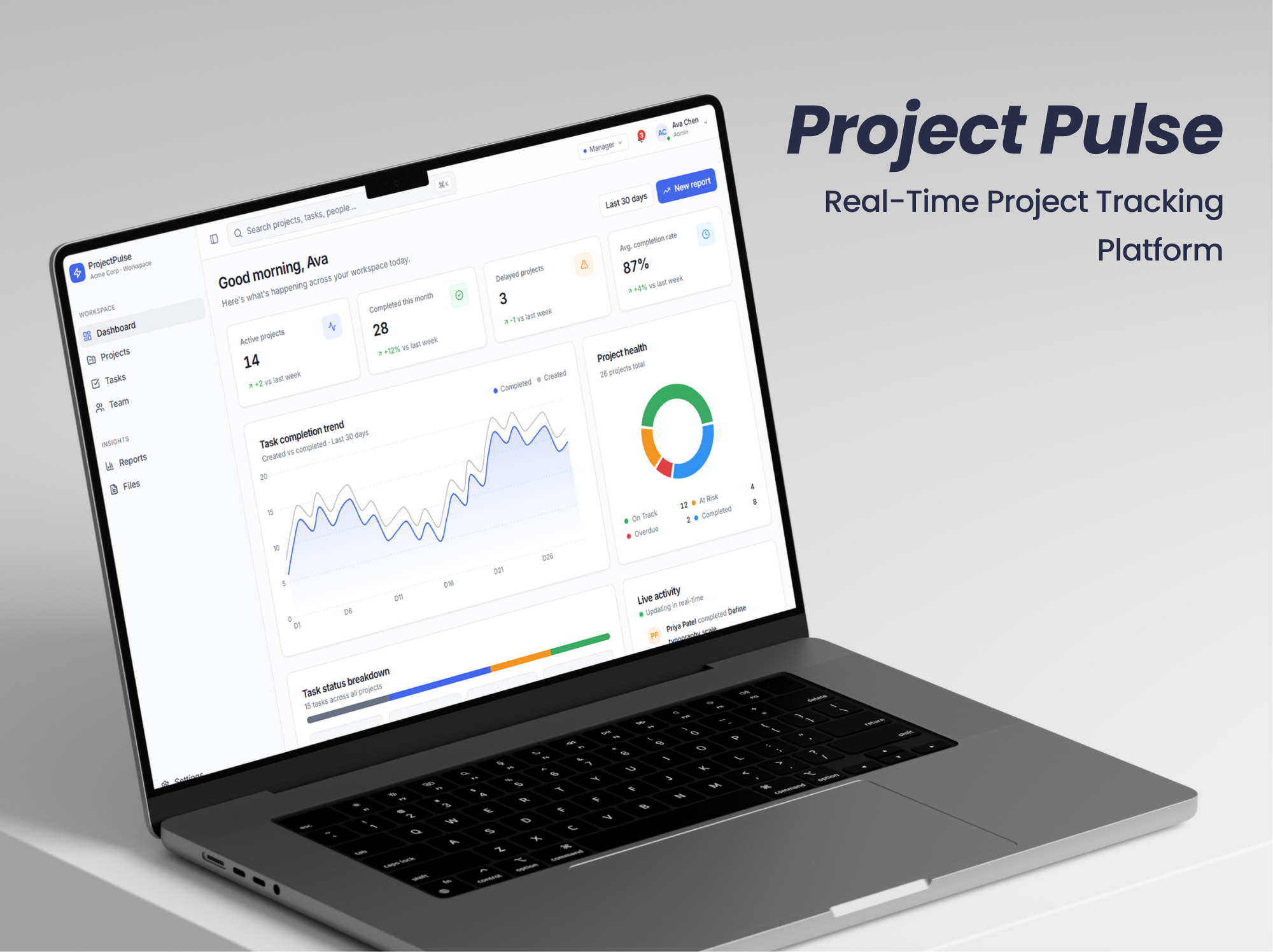 ProjectPulse: Real-time project tracking platform